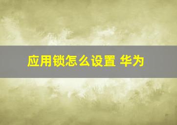 应用锁怎么设置 华为